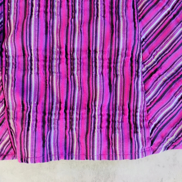 Catherines Metallic Purple Striped Roll Tab Button Down Shirt Plus Size 2X - Picture 6 of 9